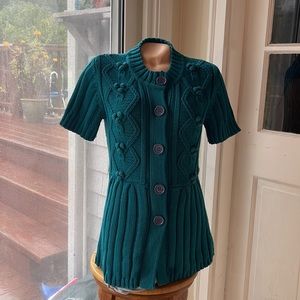 Aryeh SS Cardigan Knit  Sweater - Beautiful Detail- Size Medium- cotton blend